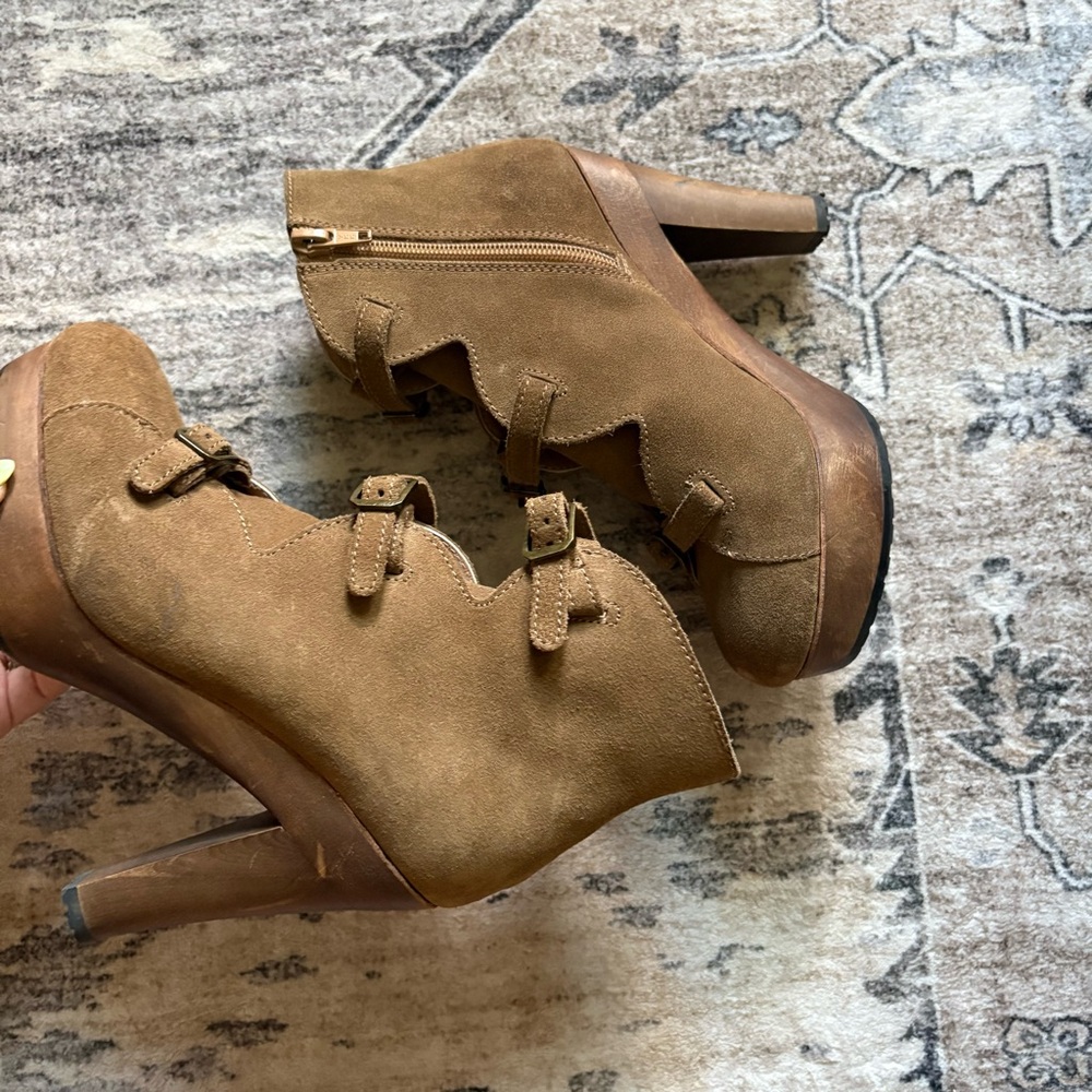Chloe Solfo buckle wood platform boots in suede size 6 - Picture 11 of 11